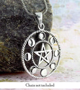 Pentacle With Phases of the Moon Necklace - woot & hammy